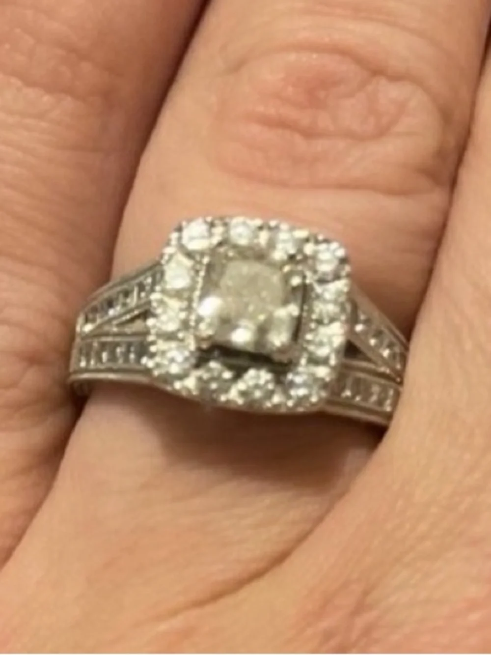 Neil Lane White Gold Cushion Halo Diamond Ring